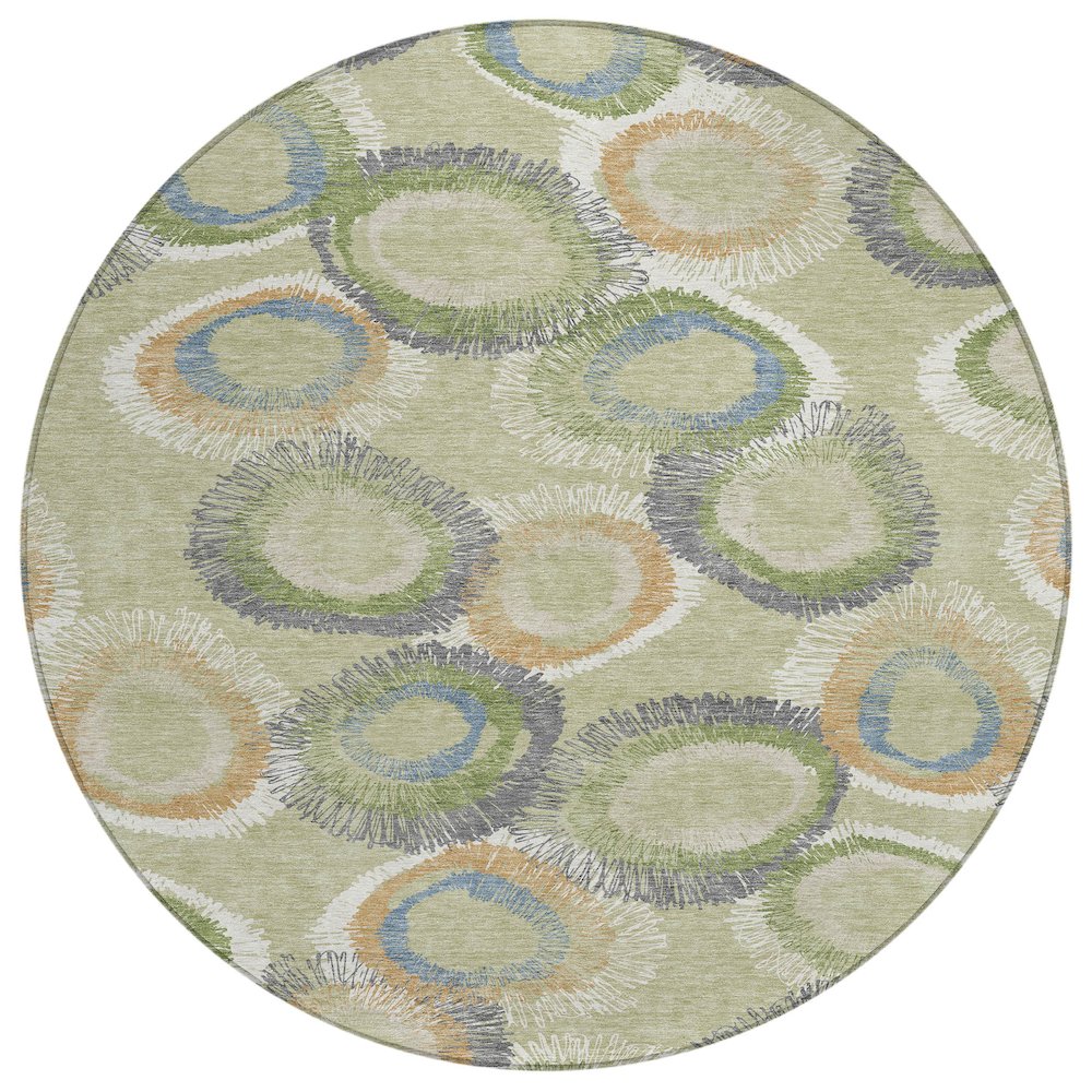 Machine Washable Indoor/Outdoor Chantille ACN2278 Green 8' x 8' Round Rug. Picture 1