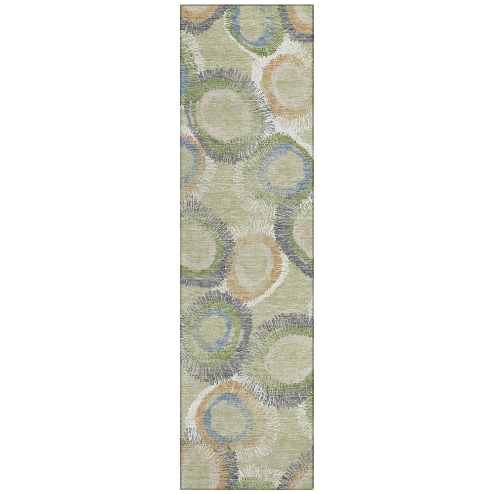Machine Washable Indoor/Outdoor Chantille ACN2278 Green 2'3" x 7'6" Runner Rug. Picture 1
