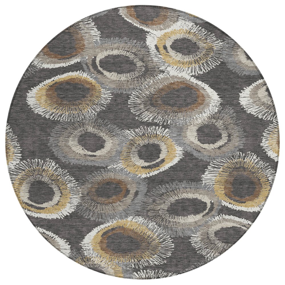 Machine Washable Indoor/Outdoor Chantille ACN2278 Gray 8' x 8' Round Rug. Picture 1