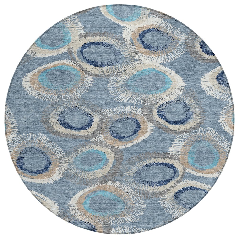 Machine Washable Indoor/Outdoor Chantille ACN2278 Blue 8' x 8' Round Rug. Picture 1