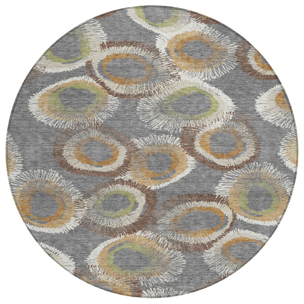 Machine Washable Indoor/Outdoor Chantille ACN2278 Gray 8' x 8' Round Rug. Picture 1