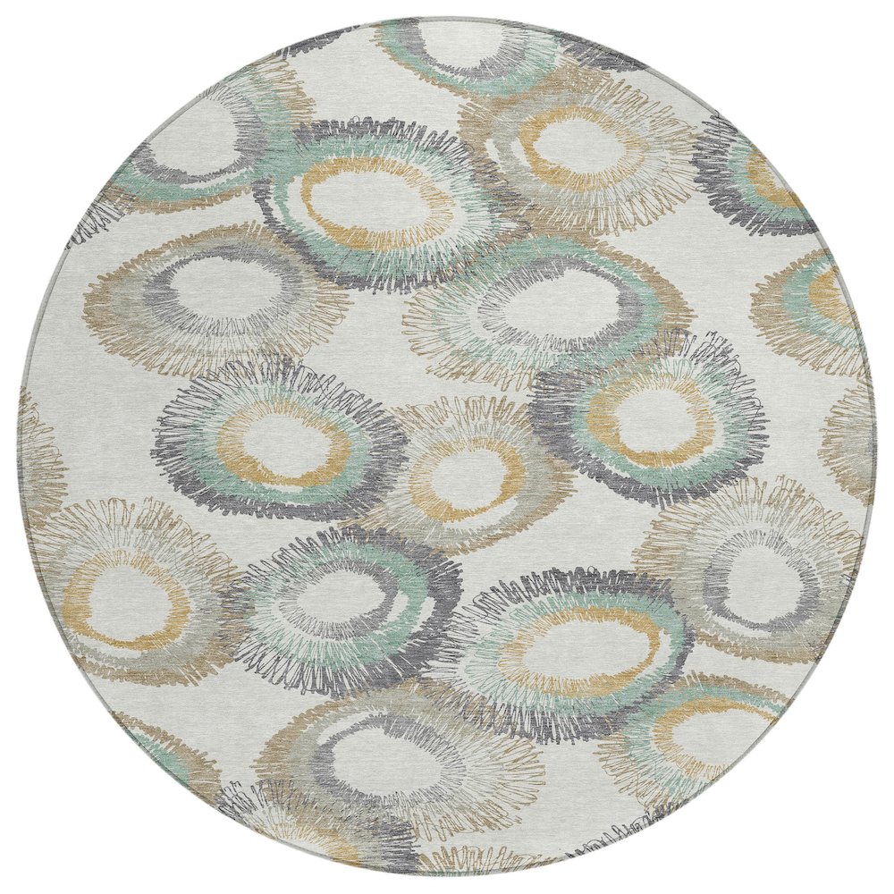 Machine Washable Indoor/Outdoor Chantille ACN2278 Ivory 8' x 8' Round Rug. Picture 1