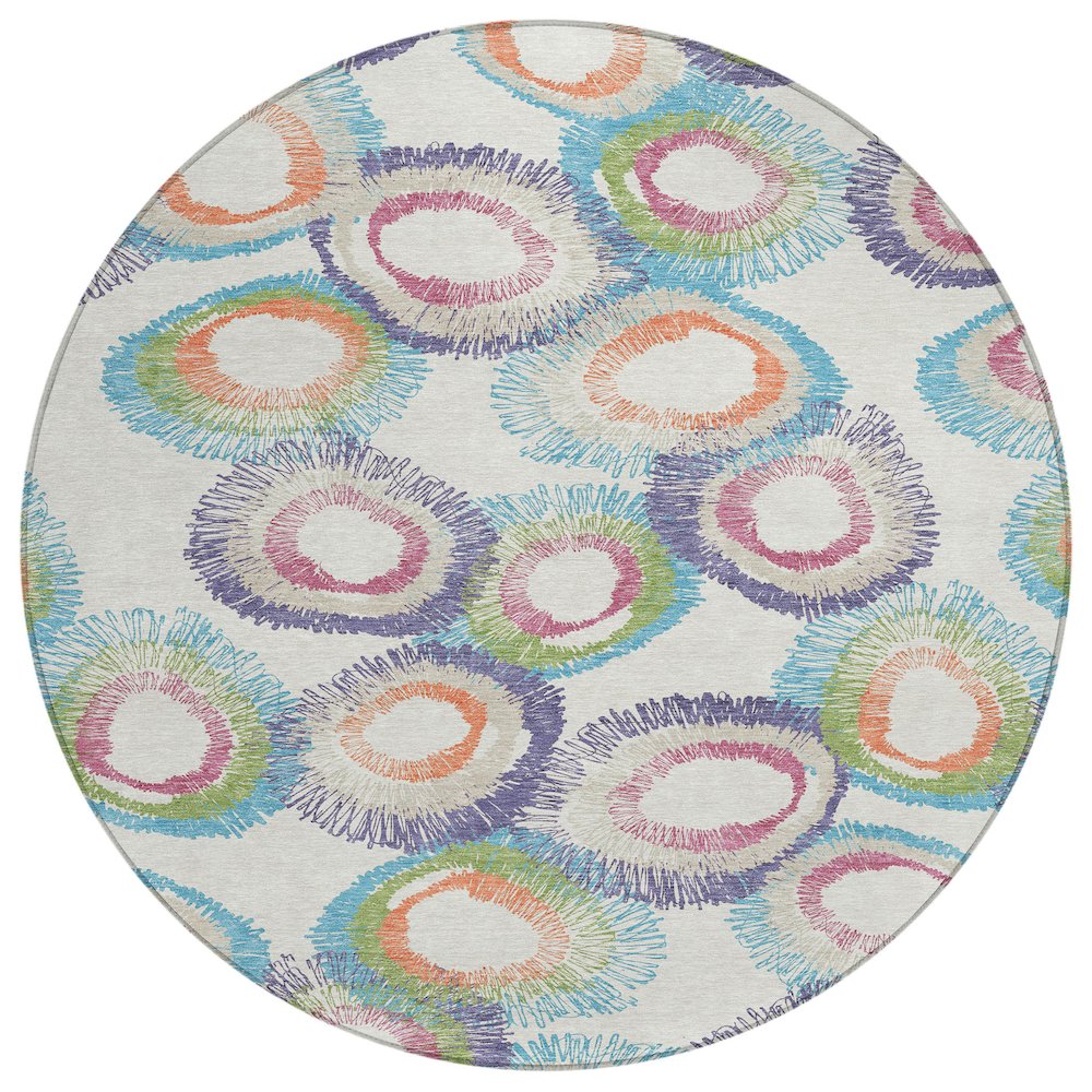Machine Washable Indoor/Outdoor Chantille ACN2278 Ivory 8' x 8' Round Rug. Picture 1