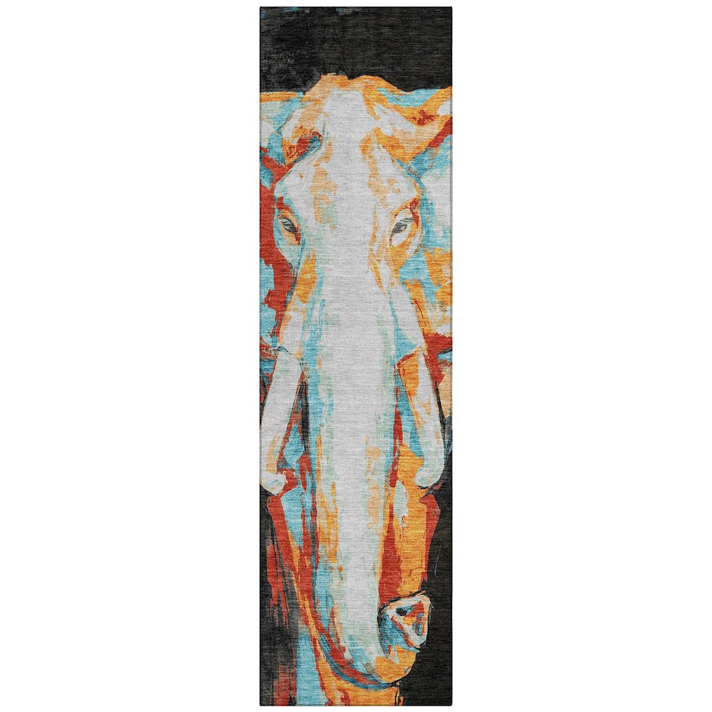 Machine Washable Indoor/Outdoor Chantille ACN2279 Black 2'3" x 7'6" Runner Rug. Picture 1