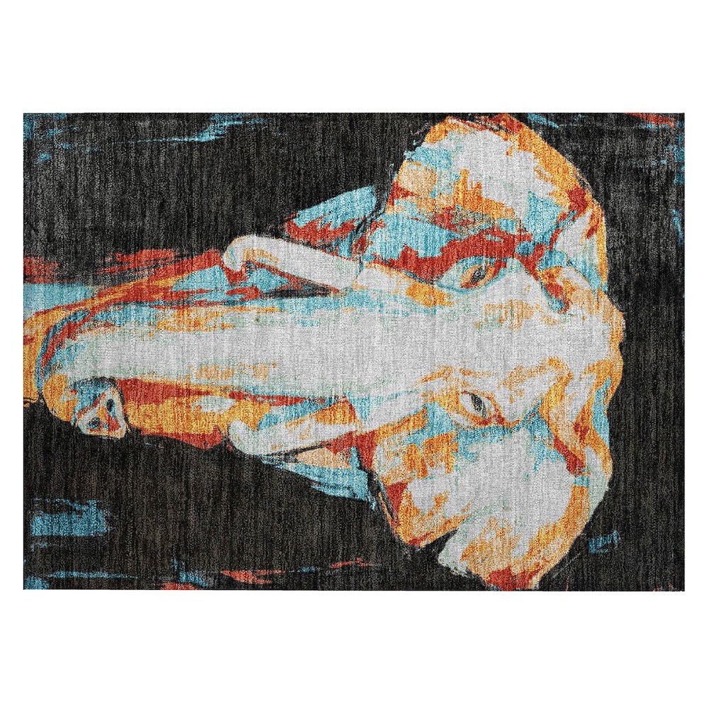 Machine Washable Indoor/Outdoor Chantille ACN2279 Black 1'8" x 2'6" Rug. Picture 1