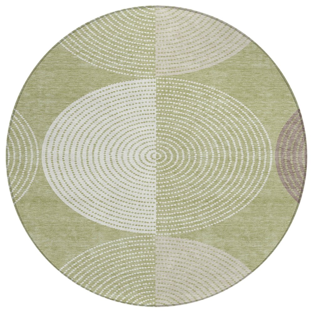 Machine Washable Indoor/Outdoor Chantille ACN2281 Green 8' x 8' Round Rug. Picture 1