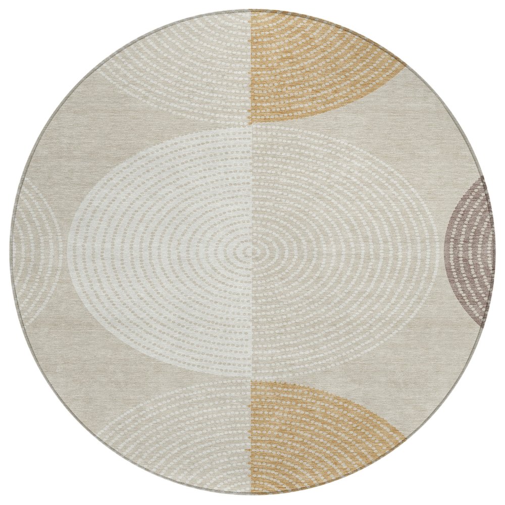 Machine Washable Indoor/Outdoor Chantille ACN2281 Brown 8' x 8' Round Rug. Picture 1