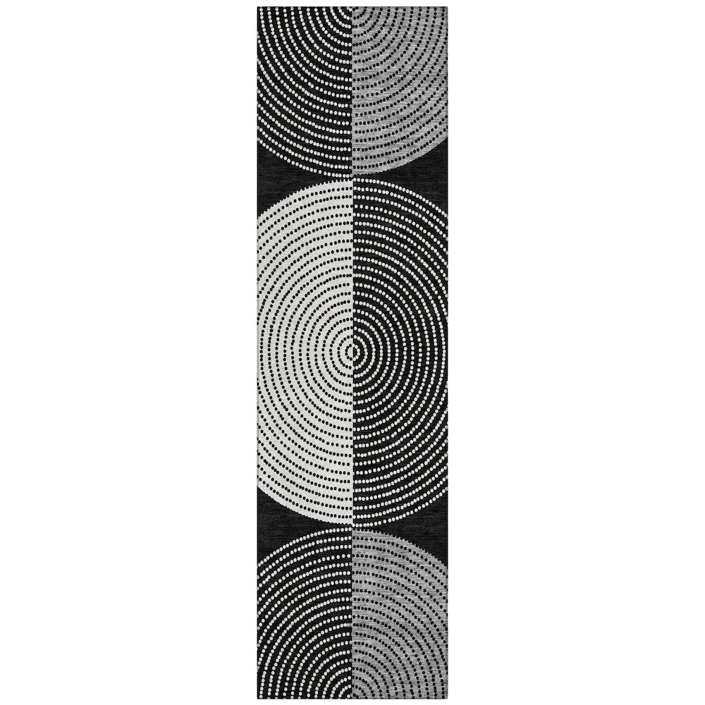 Machine Washable Indoor/Outdoor Chantille ACN2281 Black 2'3" x 7'6" Runner Rug. Picture 1