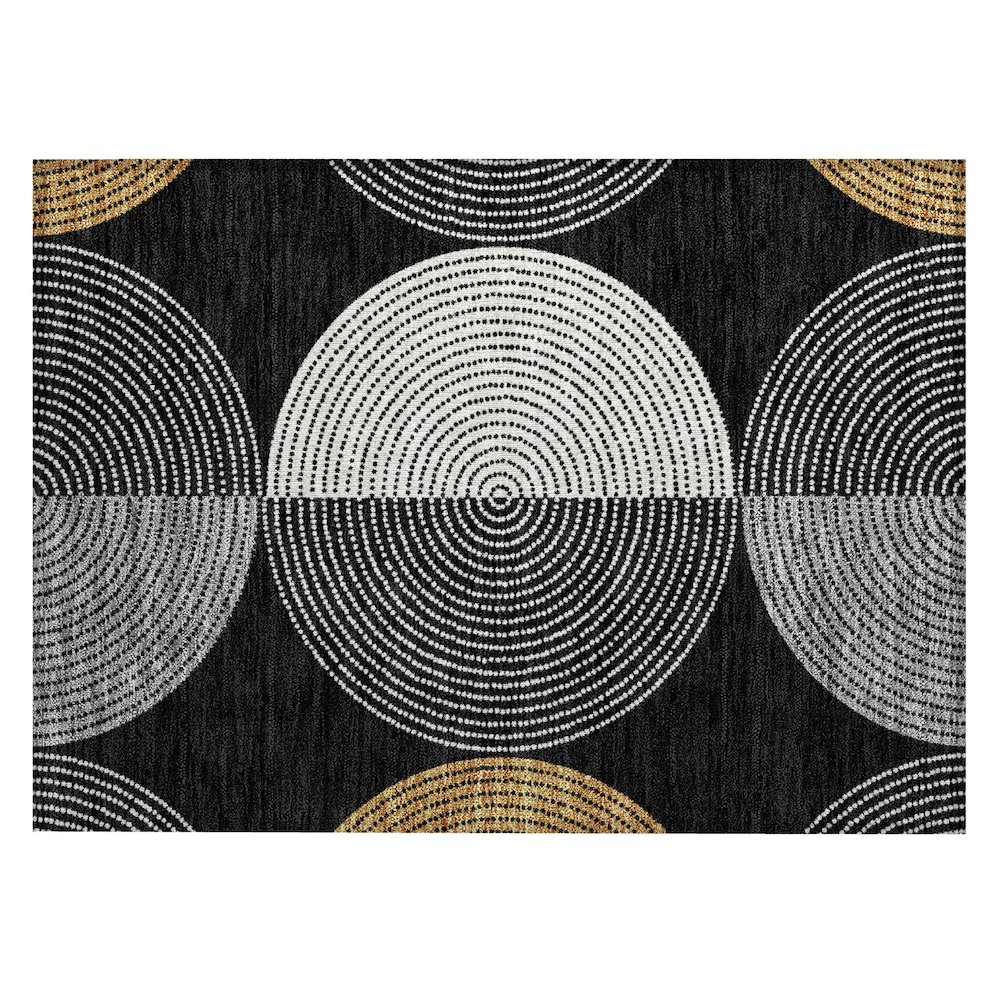 Machine Washable Indoor/Outdoor Chantille ACN2281 Black 1'8" x 2'6" Rug. Picture 1