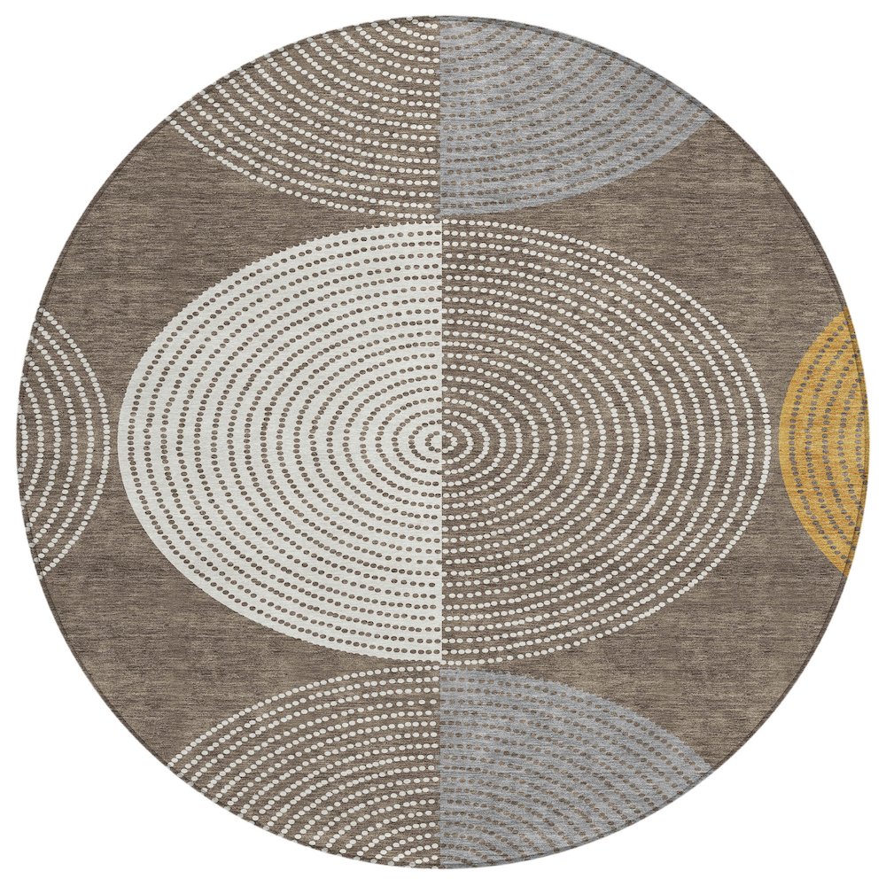 Machine Washable Indoor/Outdoor Chantille ACN2281 Brown 8' x 8' Round Rug. Picture 1