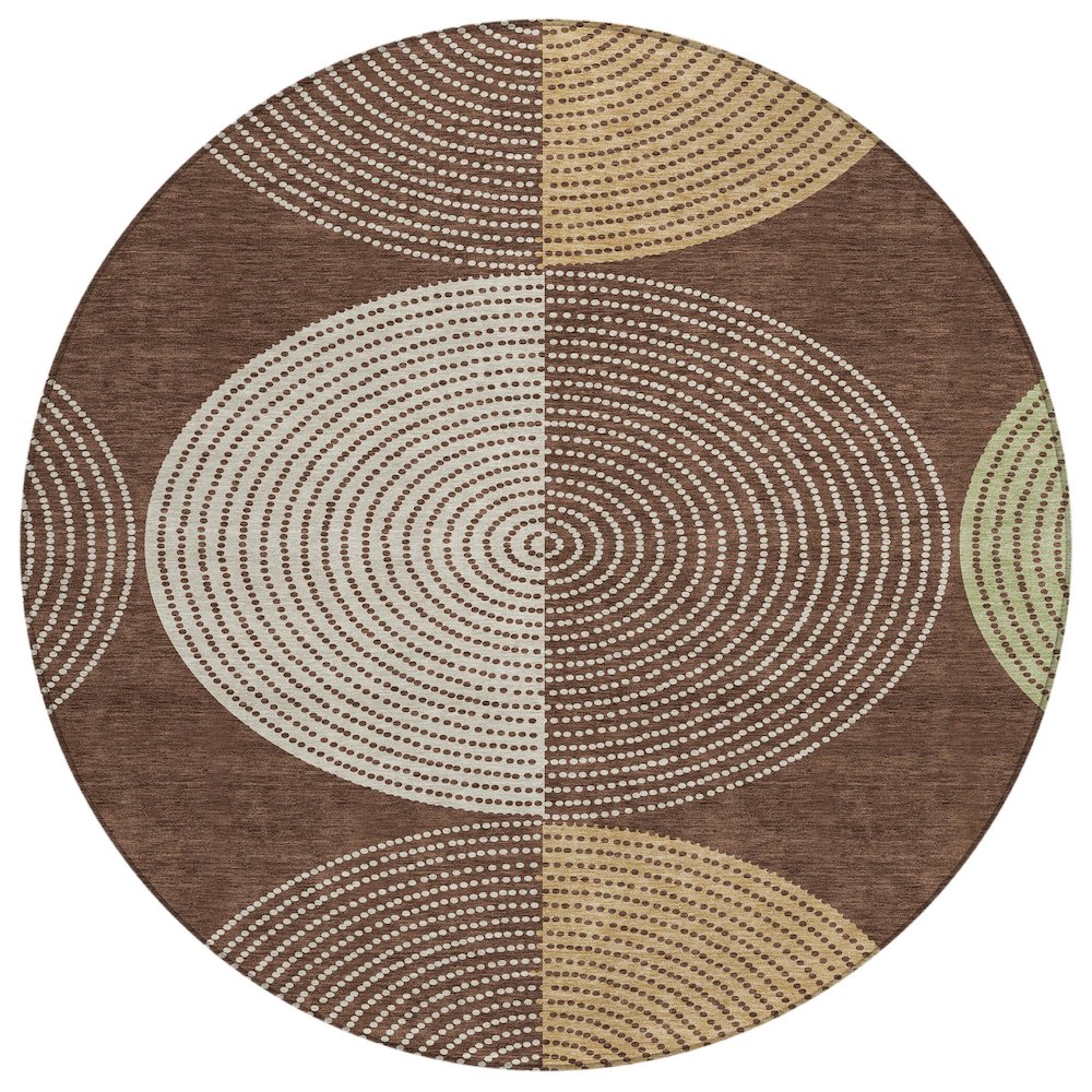 Machine Washable Indoor/Outdoor Chantille ACN2281 Brown 8' x 8' Round Rug. Picture 1