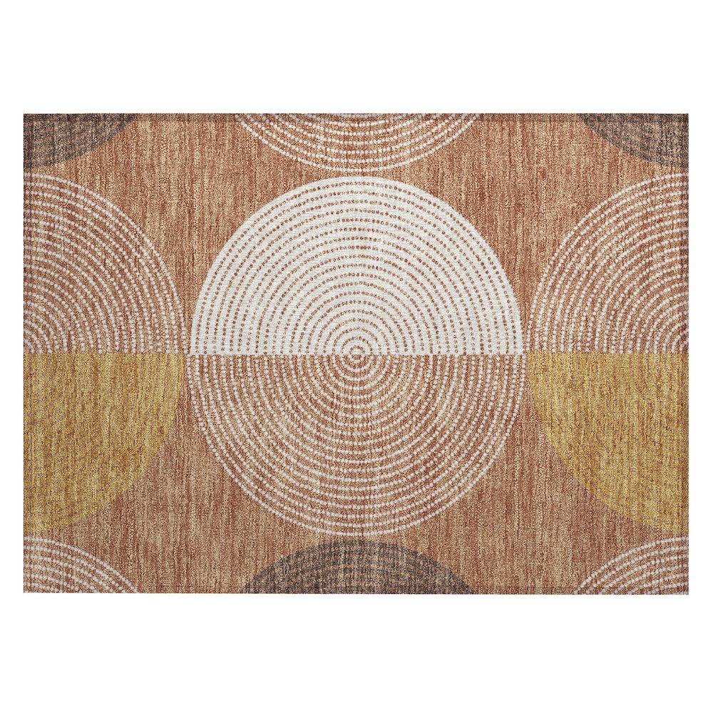 Machine Washable Indoor/Outdoor Chantille ACN2281 Orange 1'8" x 2'6" Rug. Picture 1