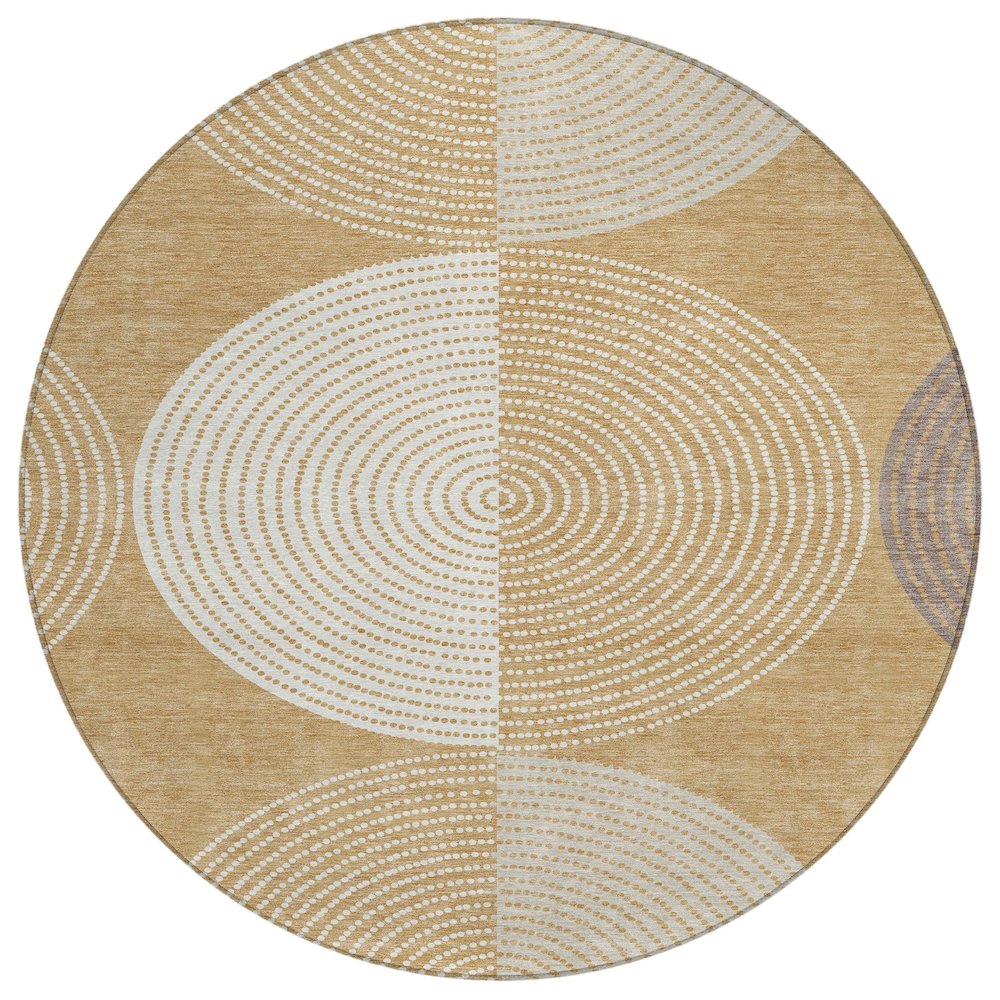 Machine Washable Indoor/Outdoor Chantille ACN2281 Gold 8' x 8' Round Rug. Picture 1