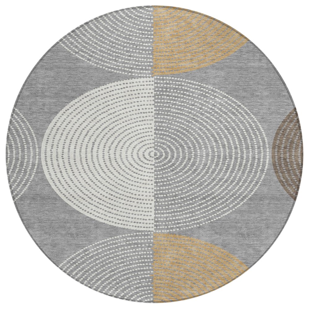 Machine Washable Indoor/Outdoor Chantille ACN2281 Gray 8' x 8' Round Rug. Picture 1