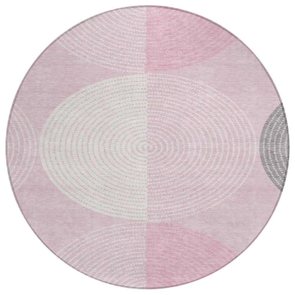 Machine Washable Indoor/Outdoor Chantille ACN2281 Pink 8' x 8' Round Rug. Picture 1