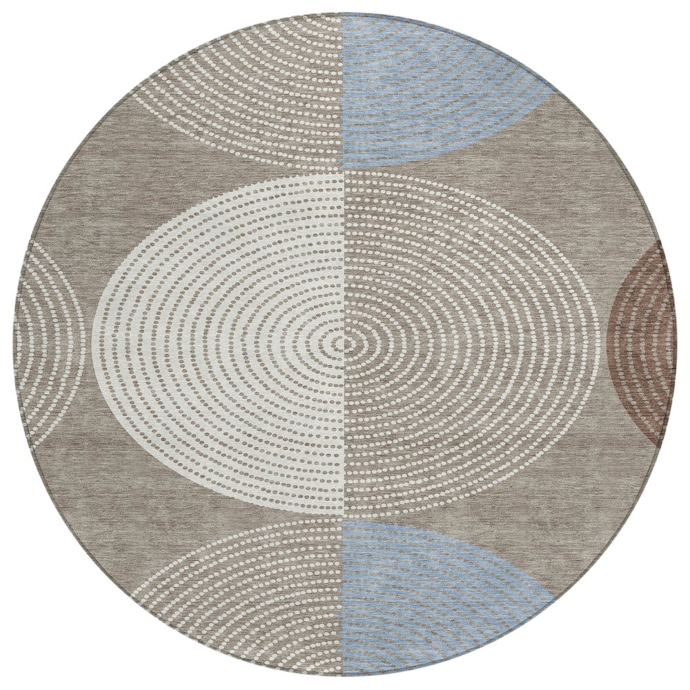 Machine Washable Indoor/Outdoor Chantille ACN2281 Brown 8' x 8' Round Rug. Picture 1