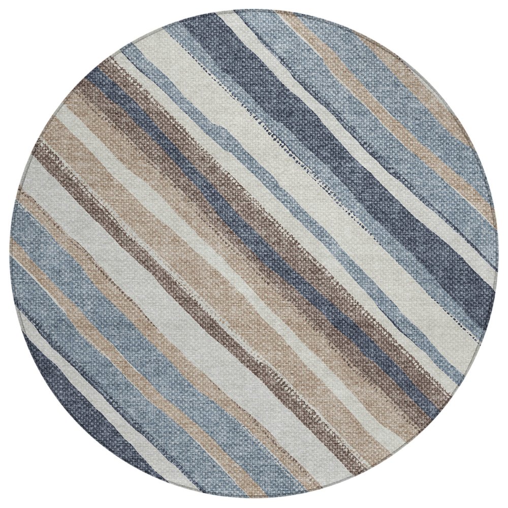 Machine Washable Indoor/Outdoor Chantille ACN2282 Blue 8' x 8' Round Rug. Picture 1
