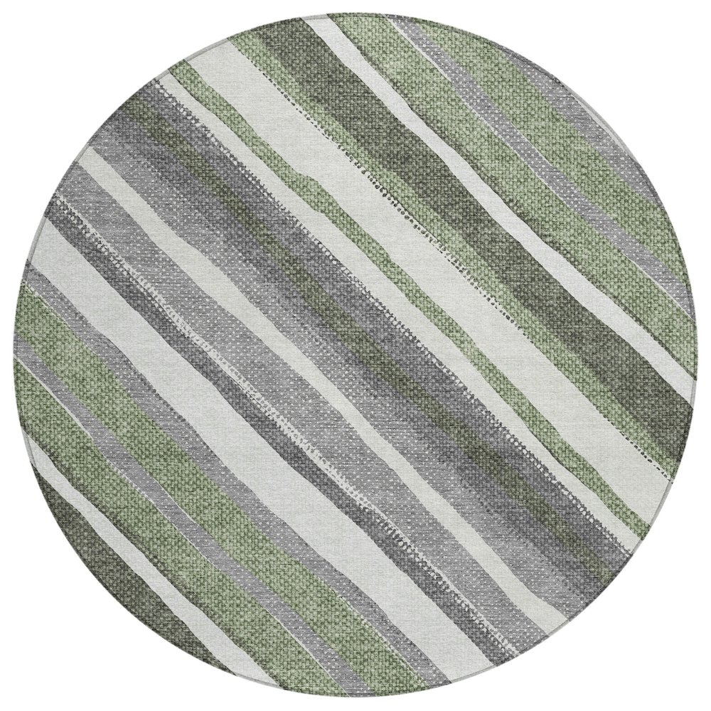 Machine Washable Indoor/Outdoor Chantille ACN2282 Green 8' x 8' Round Rug. Picture 1