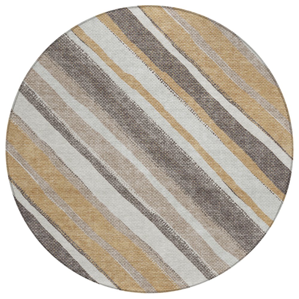Machine Washable Indoor/Outdoor Chantille ACN2282 Gold 8' x 8' Round Rug. Picture 1
