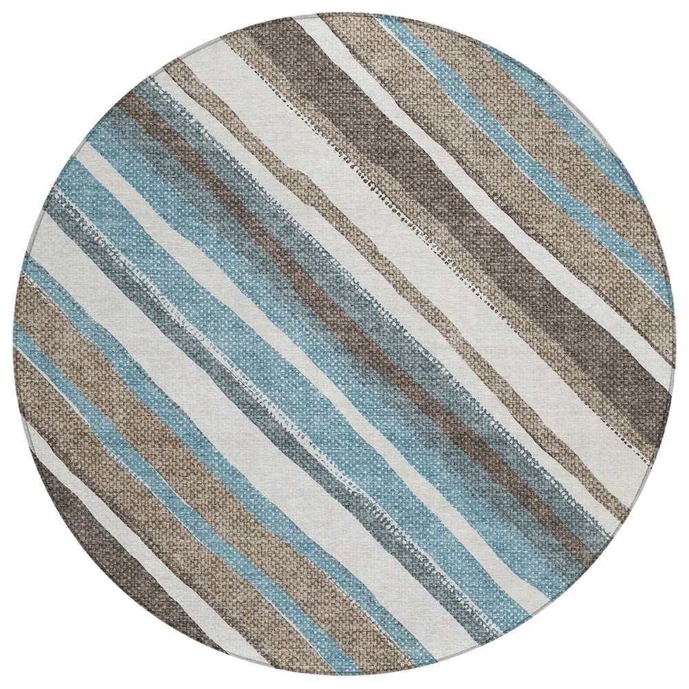 Machine Washable Indoor/Outdoor Chantille ACN2282 Brown 8' x 8' Round Rug. Picture 1