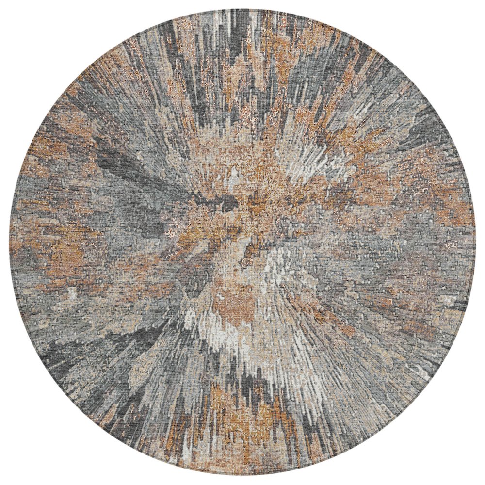 Machine Washable Indoor/Outdoor Chantille ACN2283 Orange 8' x 8' Round Rug. Picture 1