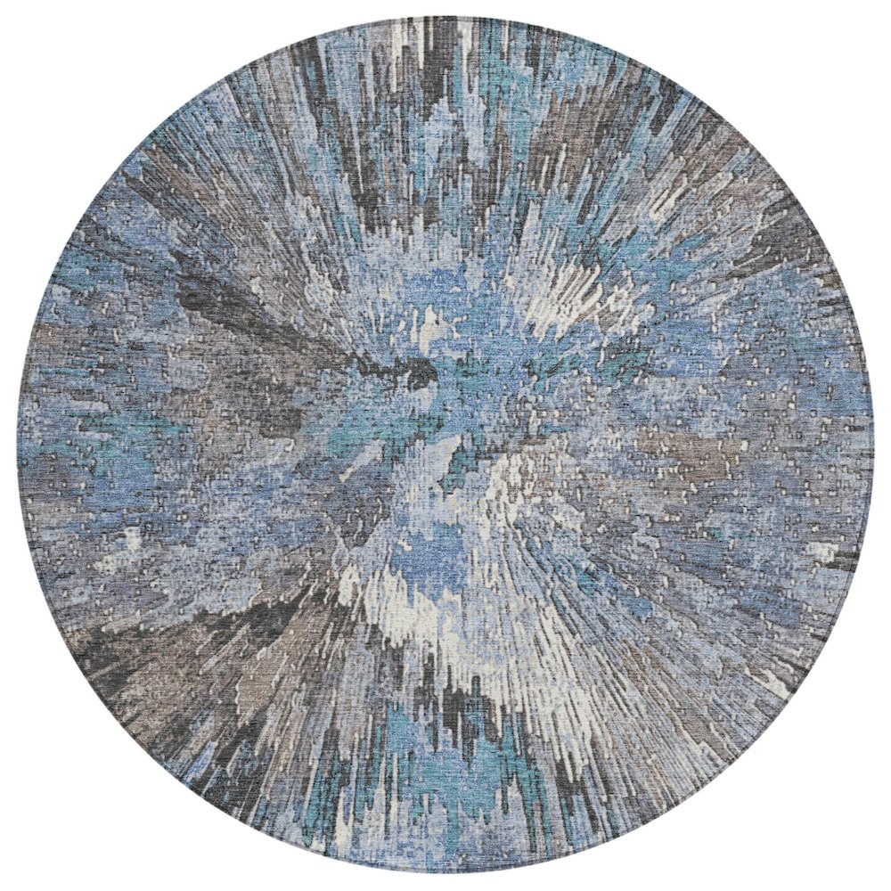 Machine Washable Indoor/Outdoor Chantille ACN2283 Blue 8' x 8' Round Rug. Picture 1