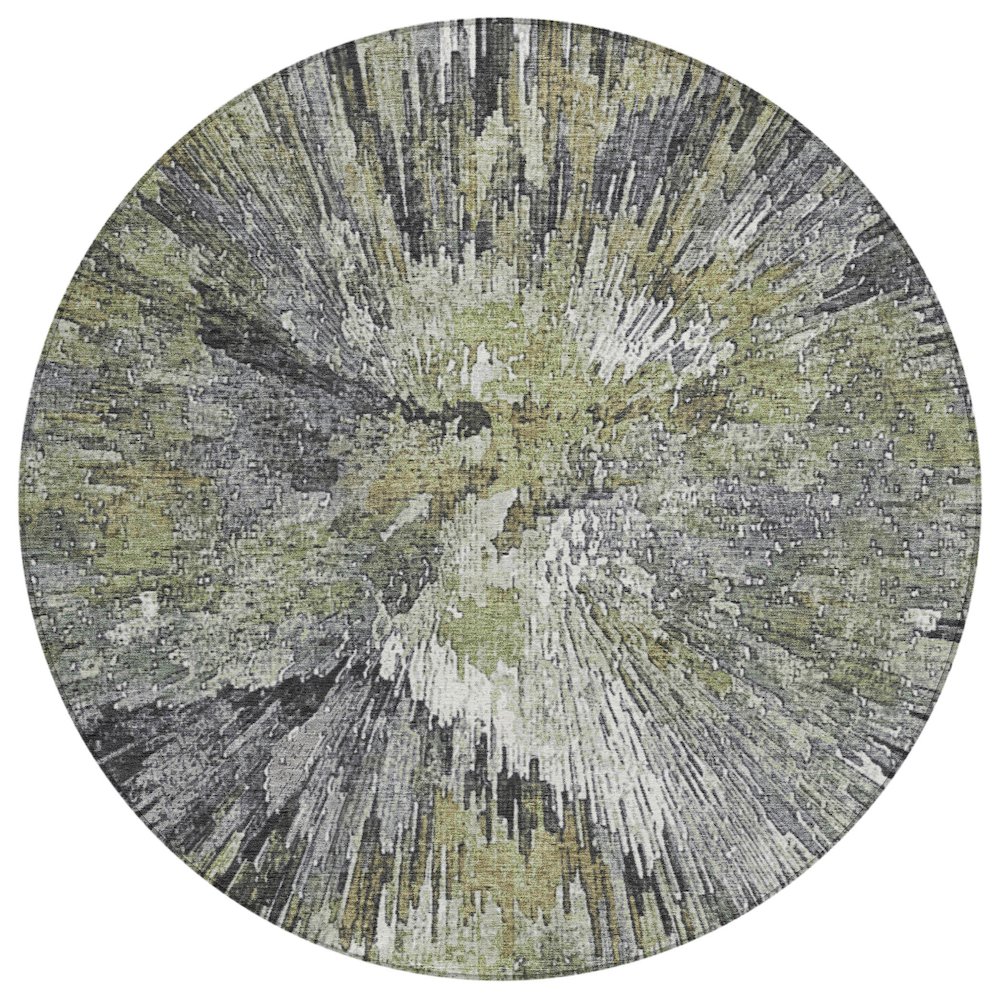 Machine Washable Indoor/Outdoor Chantille ACN2283 Green 8' x 8' Round Rug. Picture 1