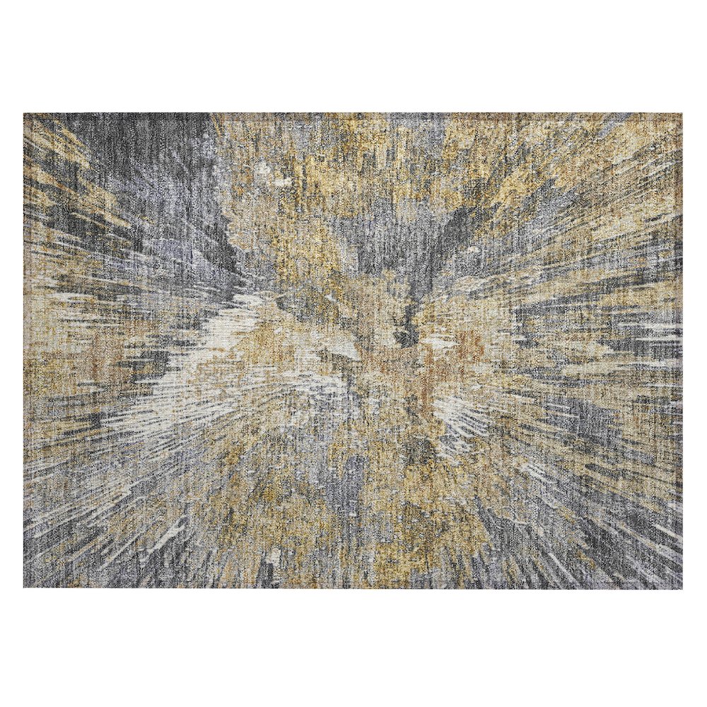 Machine Washable Indoor/Outdoor Chantille ACN2283 Gold 1'8" x 2'6" Rug. Picture 1
