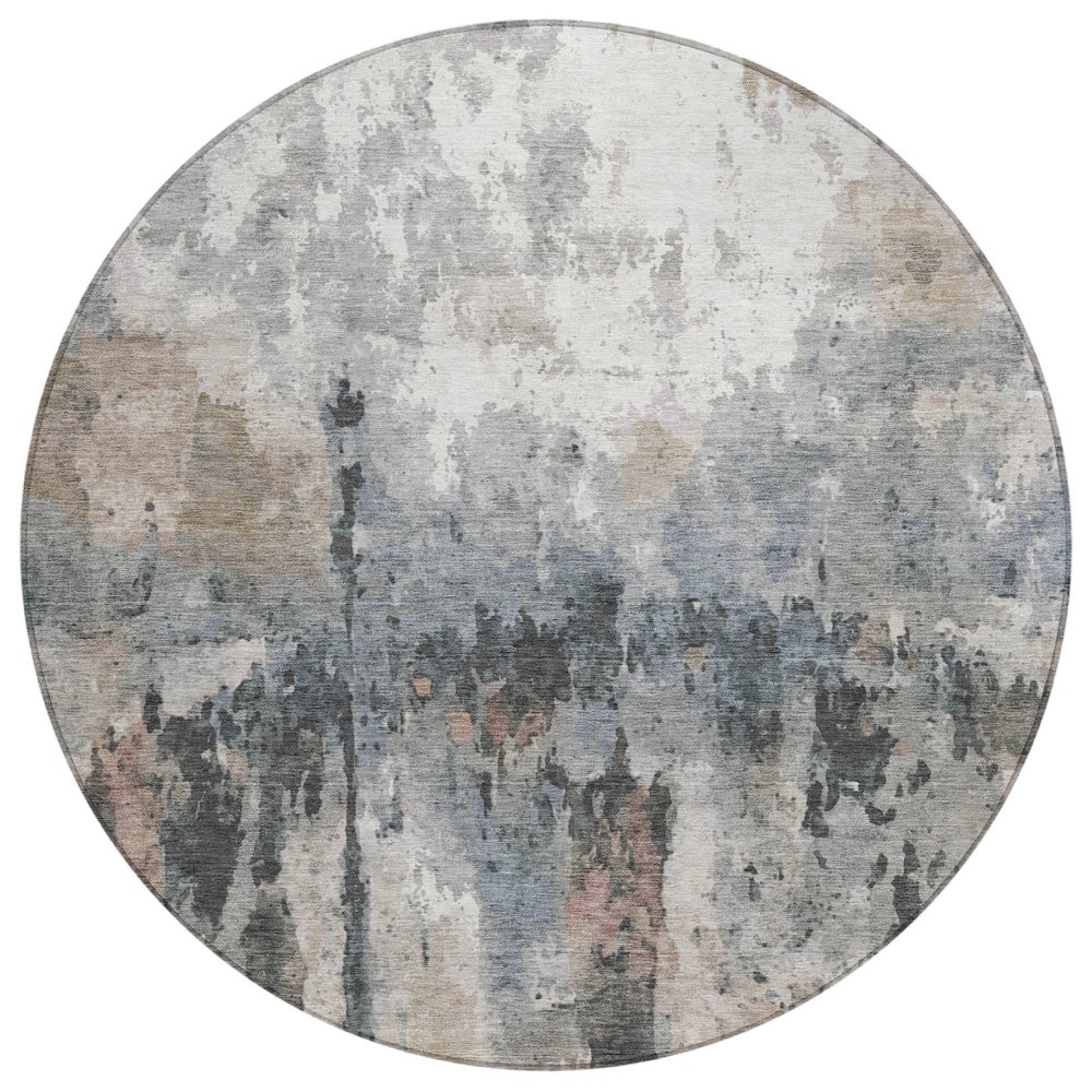Machine Washable Indoor/Outdoor Chantille ACN2284 Brown 8' x 8' Round Rug. Picture 1