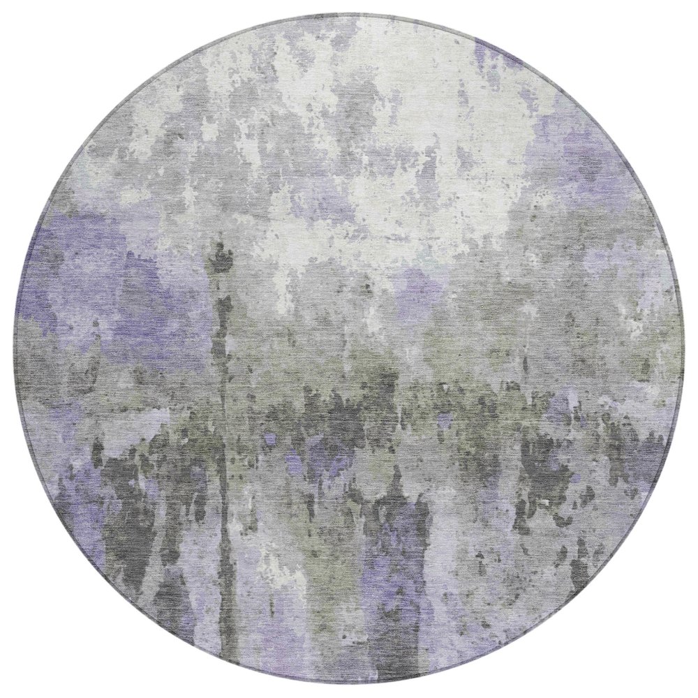 Machine Washable Indoor/Outdoor Chantille ACN2284 Purple 8' x 8' Round Rug. Picture 1