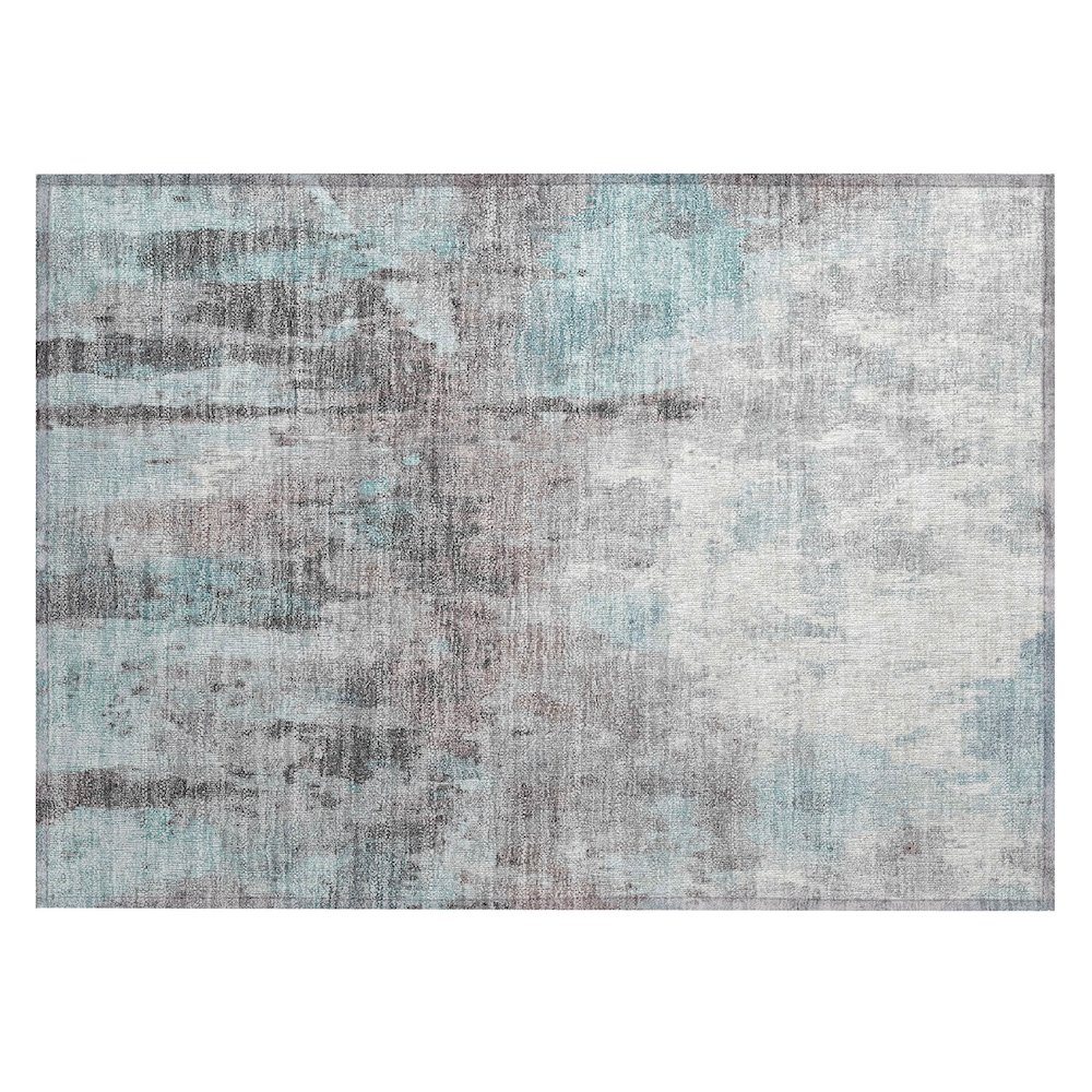 Machine Washable Indoor/Outdoor Chantille ACN2284 Teal 1'8" x 2'6" Rug. Picture 1