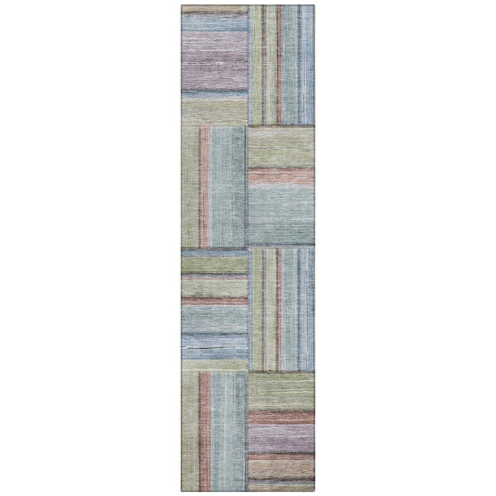 Machine Washable Indoor/Outdoor Chantille ACN2285 Green 2'3" x 7'6" Runner Rug. Picture 1