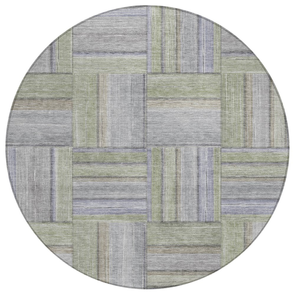 Machine Washable Indoor/Outdoor Chantille ACN2285 Green 8' x 8' Round Rug. Picture 1