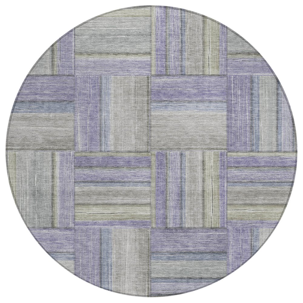 Machine Washable Indoor/Outdoor Chantille ACN2285 Purple 8' x 8' Round Rug. Picture 1