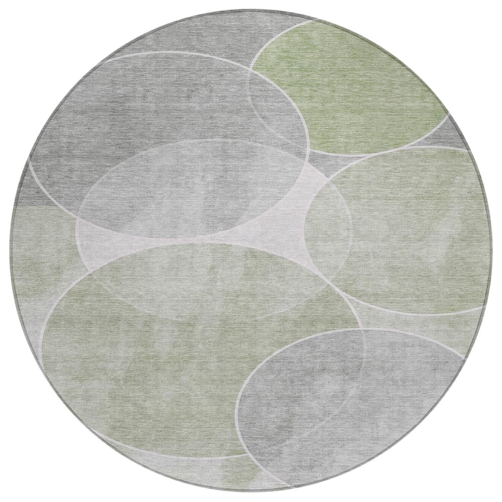 Machine Washable Indoor/Outdoor Chantille ACN2286 Green 8' x 8' Round Rug. Picture 1