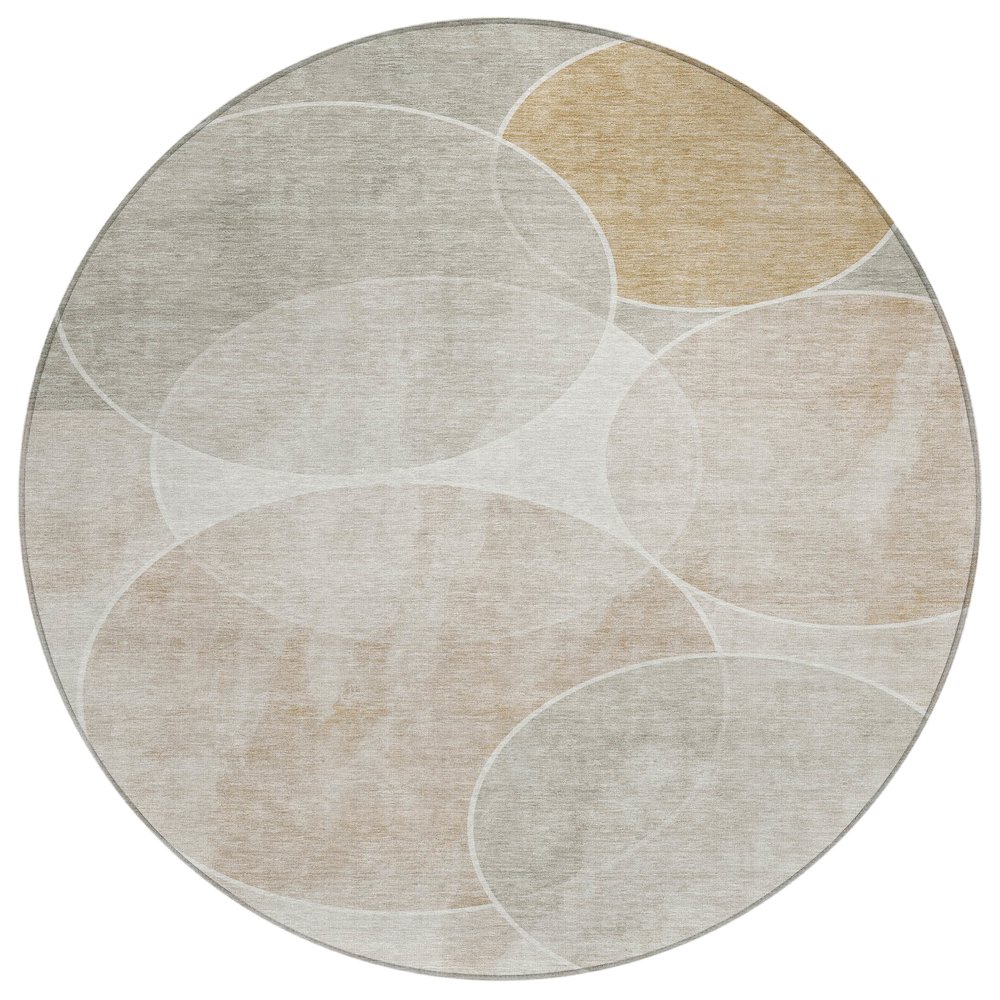Machine Washable Indoor/Outdoor Chantille ACN2286 Brown 8' x 8' Round Rug. Picture 1