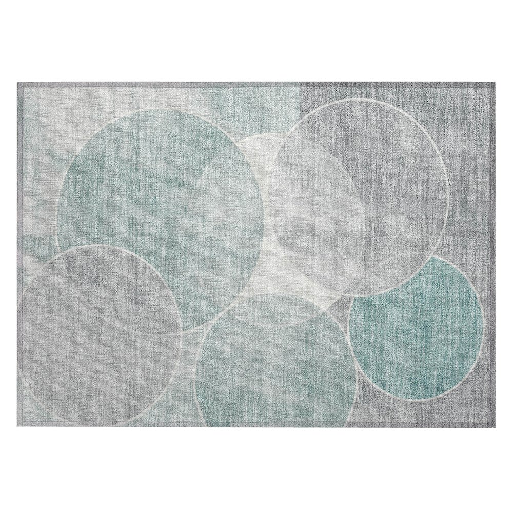 Machine Washable Indoor/Outdoor Chantille ACN2286 Teal 1'8" x 2'6" Rug. Picture 1