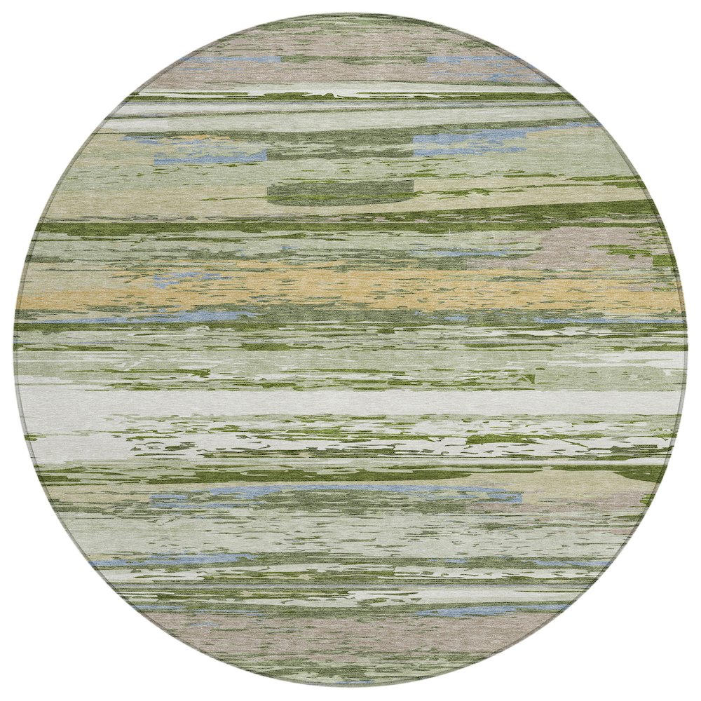 Machine Washable Indoor/Outdoor Chantille ACN2287 Green 8' x 8' Round Rug. Picture 1