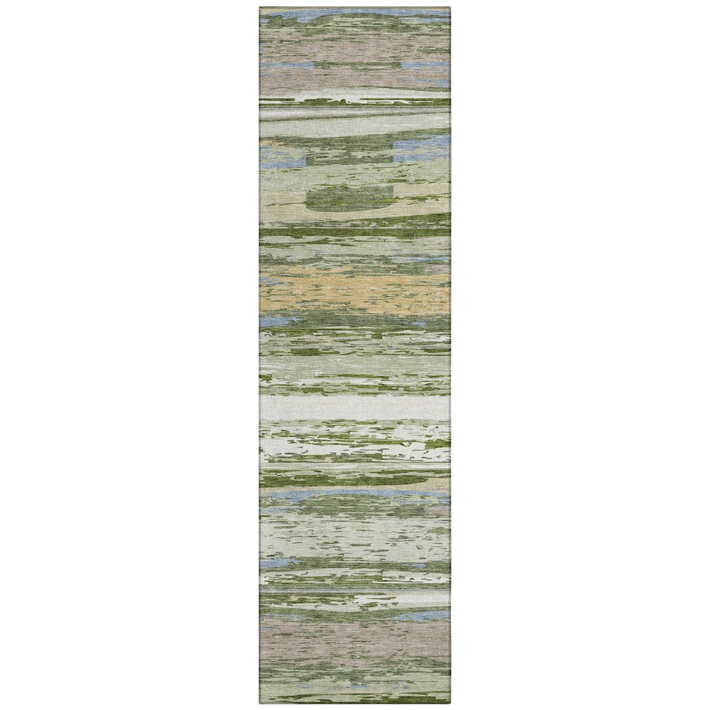 Machine Washable Indoor/Outdoor Chantille ACN2287 Green 2'3" x 7'6" Runner Rug. Picture 1