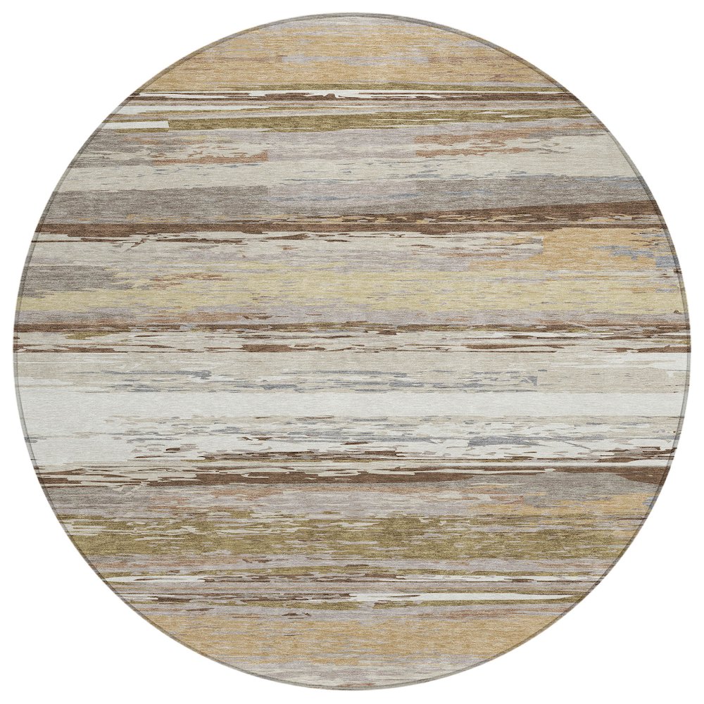 Machine Washable Indoor/Outdoor Chantille ACN2287 Brown 8' x 8' Round Rug. Picture 1