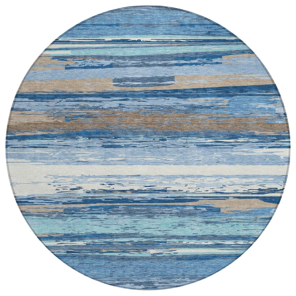Machine Washable Indoor/Outdoor Chantille ACN2287 Blue 8' x 8' Round Rug. Picture 1