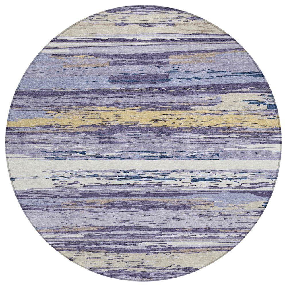 Machine Washable Indoor/Outdoor Chantille ACN2287 Purple 8' x 8' Round Rug. Picture 1
