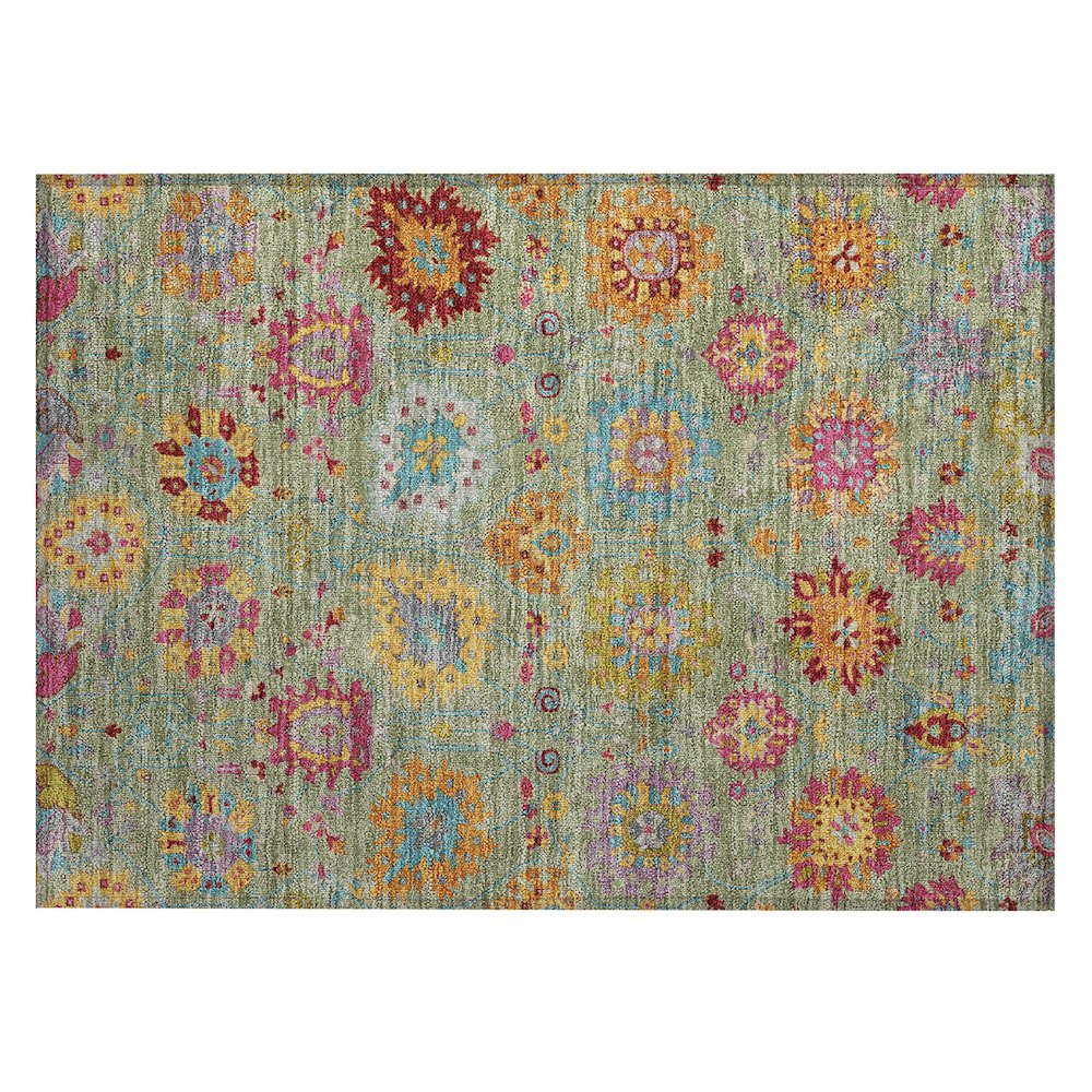 Machine Washable Indoor/Outdoor Chantille ACN2288 Green 1'8" x 2'6" Rug. Picture 1