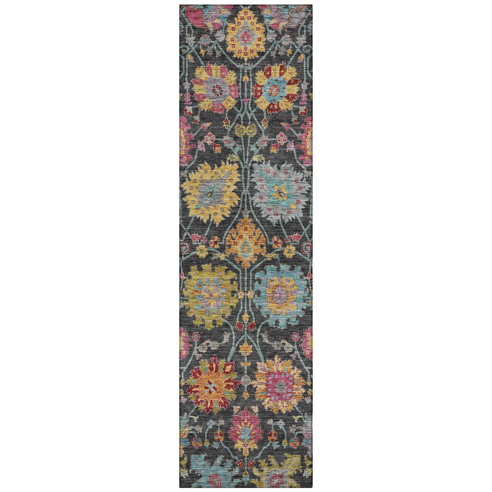 Machine Washable Indoor/Outdoor Chantille ACN2288 Black 2'3" x 7'6" Runner Rug. Picture 1