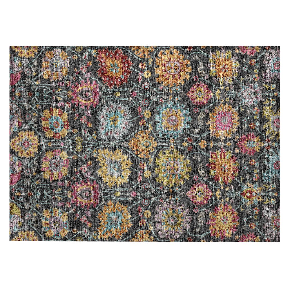 Machine Washable Indoor/Outdoor Chantille ACN2288 Black 1'8" x 2'6" Rug. Picture 1