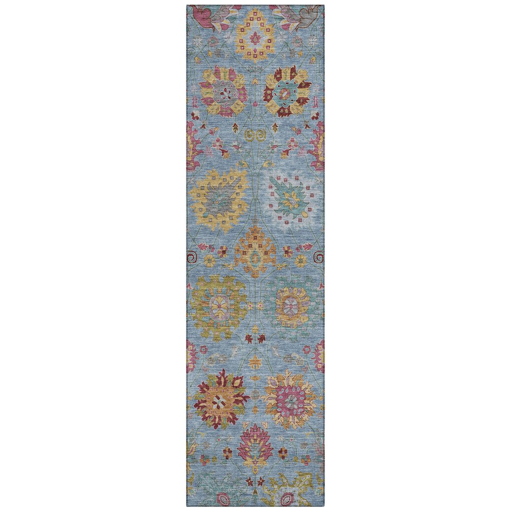 Machine Washable Indoor/Outdoor Chantille ACN2288 Blue 2'3" x 7'6" Runner Rug. Picture 1