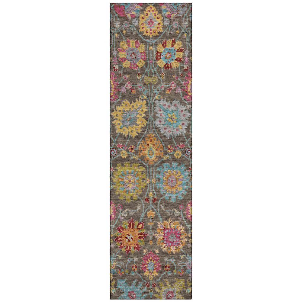 Machine Washable Indoor/Outdoor Chantille ACN2288 Brown 2'3" x 7'6" Runner Rug. Picture 1