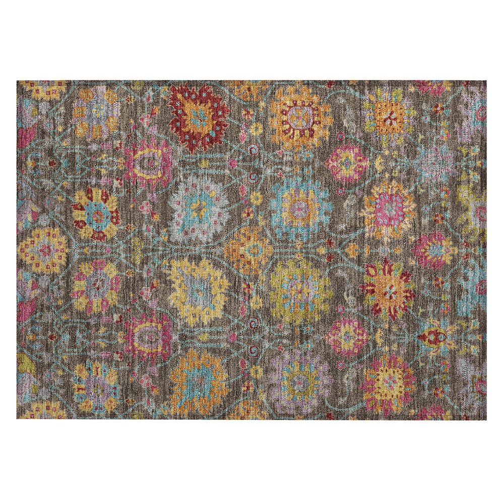 Machine Washable Indoor/Outdoor Chantille ACN2288 Brown 1'8" x 2'6" Rug. Picture 1