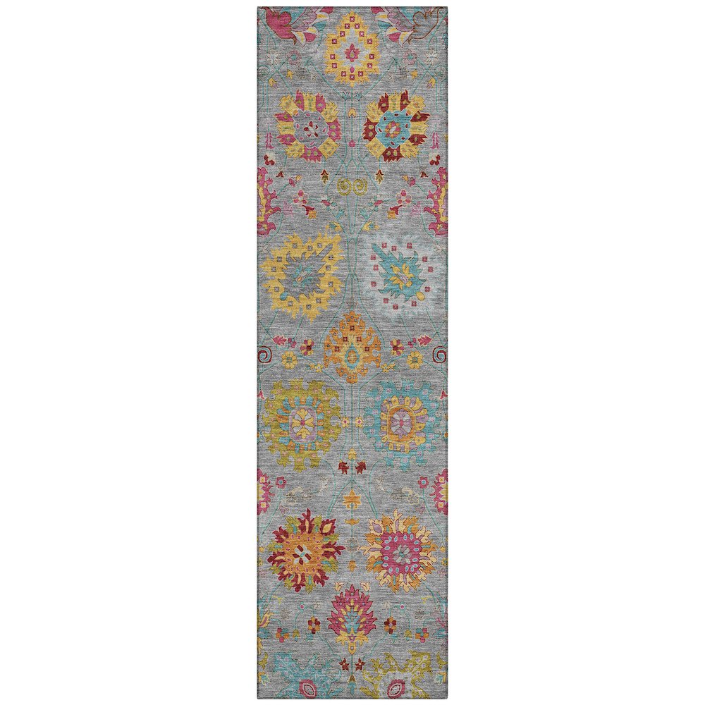 Machine Washable Indoor/Outdoor Chantille ACN2288 Gray 2'3" x 7'6" Runner Rug. Picture 1