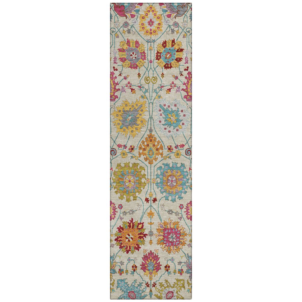 Machine Washable Indoor/Outdoor Chantille ACN2288 Ivory 2'3" x 7'6" Runner Rug. Picture 1